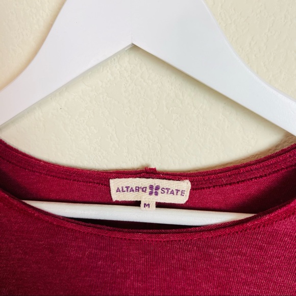 Altar’d State Red & Blue Heathered Block Color Swing  Flowy Long Sleeve Blouse - Picture 5 of 5